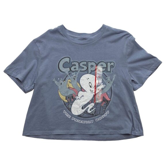 Casper Graphic Shirt Top Juniors' XS Blue Short-Sleeve‎ Crop Friendly Ghost NEW - Picture 4 of 10